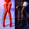 Horse Oil Shinny Stretching Stockings With Silicone Non-Slip Lace Trim Thigh High Socks Ultra Thin Hosiery.