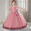 Teen Girls Luxury Big Bow Evening Gown Wedding Bridesmaid Party Dress For Girl Kids Sequin Princess Birthday Dresses Summer Wear. 