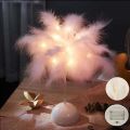 1PC Feather Design LED Table Lamp for Kids - Battery-Powered, Portable & Ideal Bedroom Decor for All Ocns. 