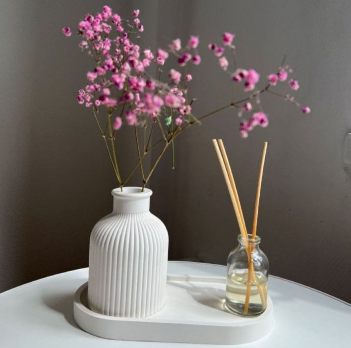 Set of two, one mini flower vase and an oval tray, home decor