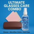 ultimate eyeglasses CARE pack. package 1: Lens cleaner + Microfiber cloths package 2: Lens cleaner + Hard box + Microfiber cloths.