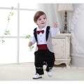 Boy baby red bow tie romper party dress.