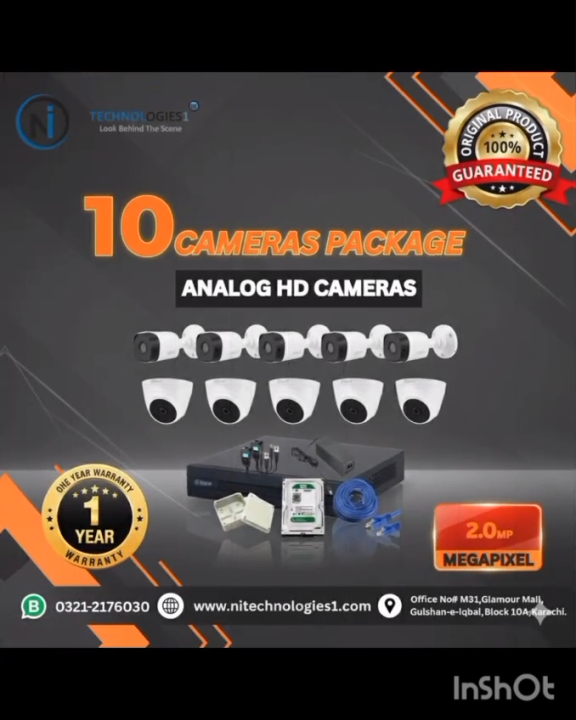 Dahua Analog CCTV Camera System - 10 Cameras (5 Bullet and 5 Dome) - 16CH XVR DVR and 1TB HDD - Home and Office Security Kit