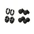 10pairs Earrings Black Stainless Steel Stud Earrings Set For Men Women, Fashion Piercing Jewelry Dangle Hoop Earrings Set.