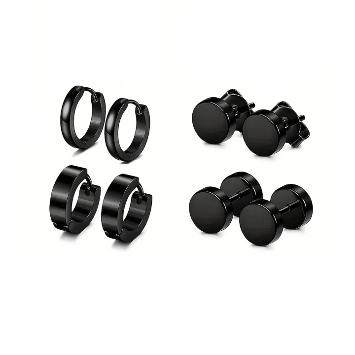 10pairs%20Earrings%20Black%20Stainless%20Steel%20Stud%20Earrings%20Set%20For%20Men%20Women,%20Fashion%20Piercing%20Jewelry%20Dangle%20Hoop%20Earrings%20Set%20-%20Image%206
