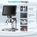7 Inch 1080P LCD Digital Microscope 50X-1200X Soldering Electronics Microscopes With LED Lights Support PC Computer  tools. 