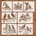 7PCS Bird Stencil Set, 4in/10.16cm & 5.8in/14.8cm Sizes, Reusable DIY Templates for Wood, Walls, Fabric, and Furniture – High-Qu. 