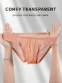 Men's Nylon Ice Silk Mesh Sheer Briefs U Convex Pouch Wide Elastic Waistband Summer Underwear.