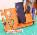 Laser Cut Wooden Personalised Docking Station Men Desk Organizer 4mm DXF and CDR File. 