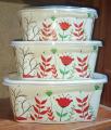 Square Melamine Bowls 6 Pieces Bowl Set melamine new printed with 3 Bowl & 3 Lids. 