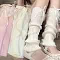 Autumn and Winter Ribbon Lolita Knee Warmers Long Socks JK Knitted Leg Warmers 2025 New Woman Leg Warmers. 