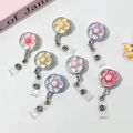1pcs Cute Transparent Floral Badge Reel for Women Retractable Worker ID Card Pull Buckle Doctore Nurse ID Card Badge Holder Clip. 