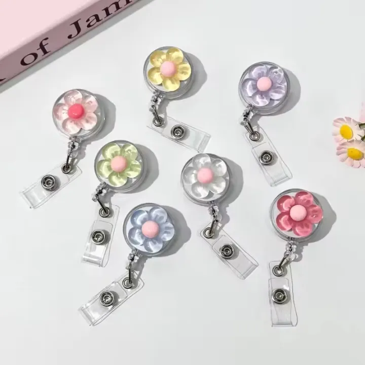 1pcs%20Cute%20Transparent%20Floral%20Badge%20Reel%20for%20Women%20Retractable%20Worker%20ID%20Card%20Pull%20Buckle%20Doctore%20Nurse%20ID%20Card%20Badge%20Holder%20Clip%20-%20Image%204