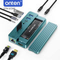 ONTEN 10 in 1 USB C Docking Station 10Gbps M.2 NVMe SATA SSD Enclosure Gigabit Ethernet 4K HDMI PD Type C Hub Multi Port A. 