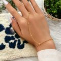 Stainless Steel All-Season Minimalist Hand Harness Bracelet for Women – Elegant Chain with Attached Finger Ring & Adjustable Fit. 