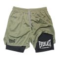 Men's fashionable double-layer sports shorts EVERLAST printed sports shorts, double-layer quick drying basketball muscle fitness.