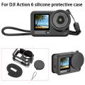 For DJI Osmo Action 6 Silicone Protective Case with Lanyard and Lens Cap. 