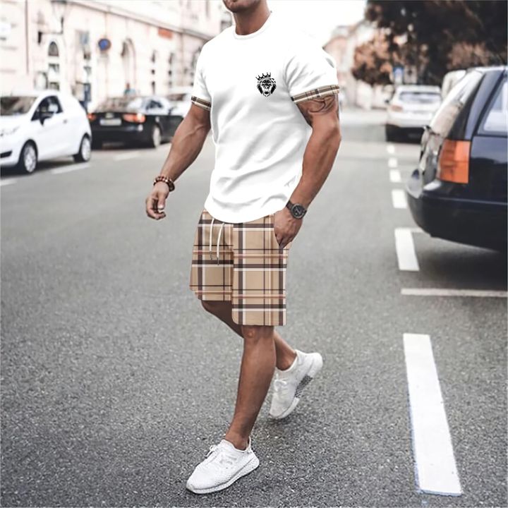 Summer%20Vocation%20Men's%20Tshirt%20Set%203D%20Print%20Solid%20Color%20Men%20Round%20Neck%20T-Shirt%20Shorts%20Two%20Piece%20Set%20Casual%20Man%20Suits%20Clothing%20-%20Image%204