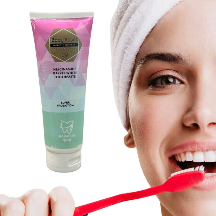 BodyAccel%20Niacinamide%20Brightening%20Toothpaste%20with%20Super%20Probiotic-4%20Formula,%20Fresh%20Breath%20&%20Anti-Cavity,%20100ml%20-%20Image%202