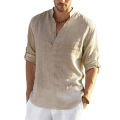 New Men's Casual Blouse Cotton Linen Shirt Loose Tops Long Sleeve Tee Shirt Spring Autumn Casual Handsome Men's Shirts.