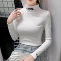 Qxshop English letters English letters round neck long sleeve T-shirt with sleeves solid color casual wear cool🔥🛍. 