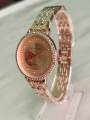 Fashionable Rose Gold Dial And Strap Watch For Women. 