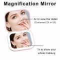 Compact Mini Gift Vanity Folding Cosmetic Mirror with Lights Portable Hand Held Small Pocket Travel Makeup Mirror 2X magnifying. 