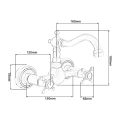 Classical Brass Kitchen Faucet Wall Mounted Dual Handle Holes Cold and Hot Water Taps Rotatable Kitchen Mixer Tap. 