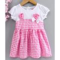 Pink Cotton stylish check frock for baby. 