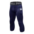 Mens Compression Pants 3/4 Capri Running Leggings Cool Dry Workout Athletic Gym Tights Bottom with Pockets. 