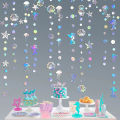 Rainbow Mermaid Garland With Jellyfish, Shell, Starfish And Pearl Paper Streamers For Little Mermaid Theme Birthday Party Decor.