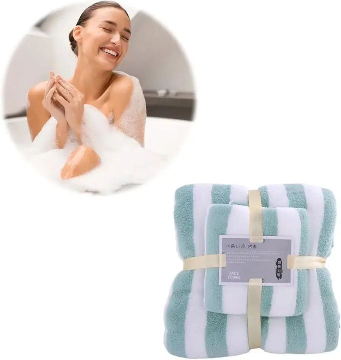 2%20Pcs%20Coral%20Fleece%20Bath%20Towel%20Small%20&%20Large%20Size%20Soft%20Towel%20for%20Women%20Men%20Kids%20Water%20Absorbent%20No%20Lint%20Quick%20Drying%20Towel%20Set%20-%20Image%203