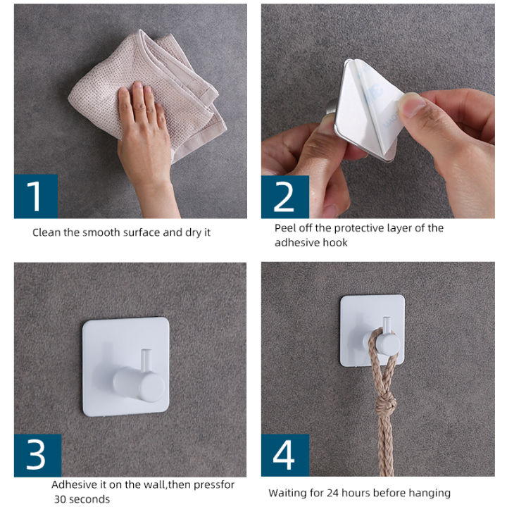 4pcs%20Self%20Adhesive%20Wall%20Hooks,%20Towel%20Rack,%20Bathroom%20Door%20Key,%20Cloth%20Coat%20Hanger%20Kitchen%20Hardware%20Holder%20Bag%20Hook%20Organizer%20-%20Image%204