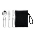 Travel Set with Mesh Bag 5pcs Stainless Steel Cutlery Spoon Fork Chopsticks Knife Set Tableware Dinnerware Portable Home Camping.
