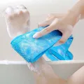 Penggosok Badan 60 gel silicone Alat penggosok Badan peeling back exfoliating hand wash gloves stretch out. 