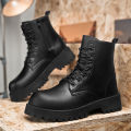 Couple's casual boots four season men's and women's high top leather boots fashion thick soled non slip plus size outdoor boots. 