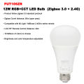 Miboxer FUT105ZR Zigbee 3.0+2.4GRF AC100-240V Smart TUYA  12W E27 RGB+CCT Brightness and color temperature adjustable LED Bulb. 