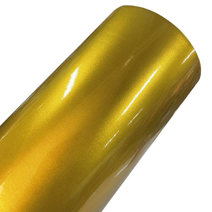 Ultra Gloss Candy Metallic Gold Vinyl Car Wrap Film Roll with Air Release Self Adhesive Decal Sticker Motorbike Vehicle Wrapping