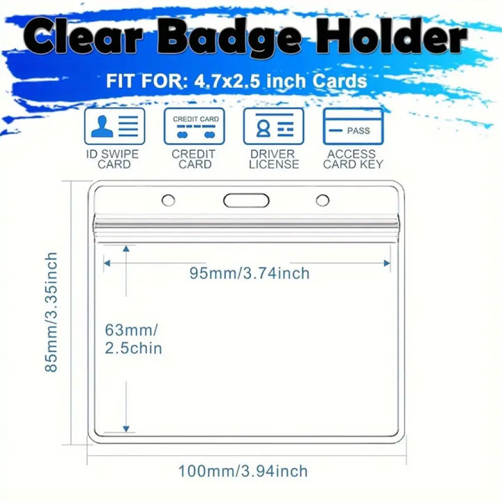 10pcs%20Horizontal%20ID%20Card%20Holder,%20Resealable%20Zipper,%20Transparent%20Plastic,%20Waterproof%20PVC,%20High%20Transparency%20-%20Image%202