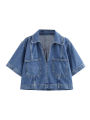 2024 Summer Denim Two Piece Set Short Sleeves Pocket Women Top Mini Skirt Shorts Fashion Casual Lady 2 Piece Sets Y2K.