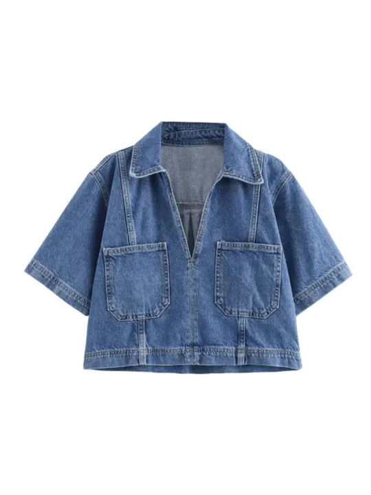 2024%20Summer%20Denim%20Two%20Piece%20Set%20Short%20Sleeves%20Pocket%20Women%20Top%20Mini%20Skirt%20Shorts%20Fashion%20Casual%20Lady%202%20Piece%20Sets%20Y2K%20-%20Image%203