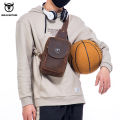 BULLCAPTAIN Men's Crossbody Bags Crazy Horse Leather Chest Bag's Leather Crossbody Bages Retro Men's Zip Pocket Short Travel Bag. 