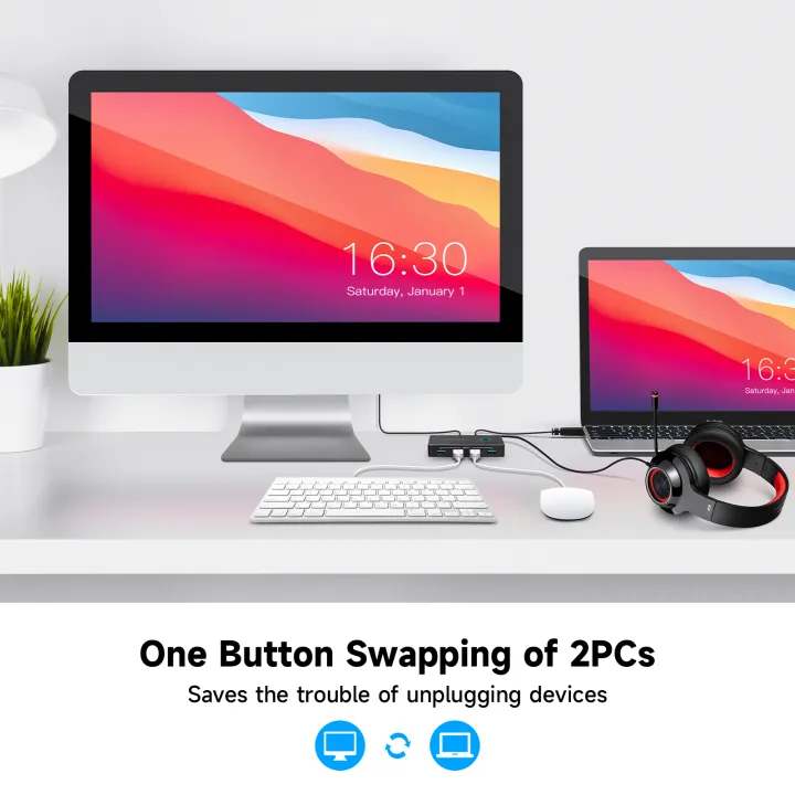 RSHTECH%20USB%203.0%20Hub%20Switch%20Selector%20with%204%20USB%203.0%20Ports%20Aluminum%202%20Computers%20Sharing%205%20Peripheral%20Devices%20USB%20KM%20Switcher%20Hub%20-%20Image%205