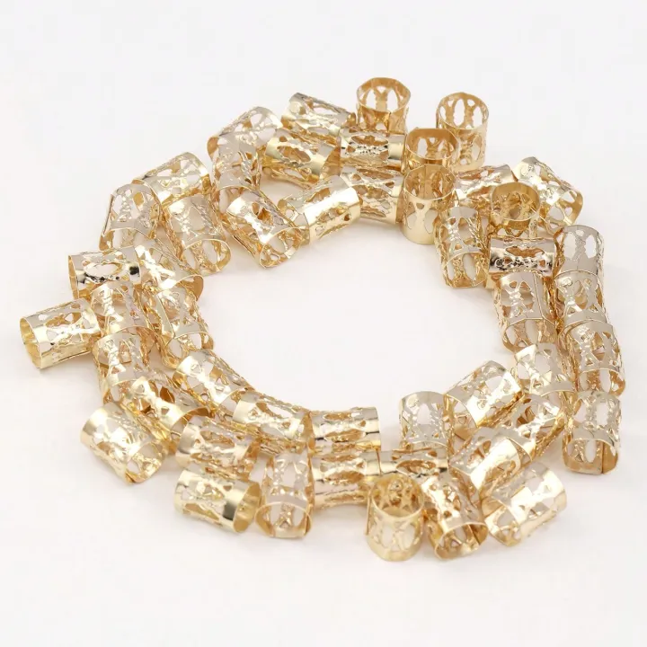 50pcs%20Metal%20Hollow%20Out%20Hair%20Ring%20Accessories,Beads%20Hair%20Braid%20Rings%20Clips%20Dread%20Locks%20Hair%20Braiding%20Metal%20Cuffs%20Decoration%20-%20Image%204