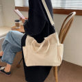 Ins Lazy Wind Canvas Big Bag, New Korean Version Of The Single Shoulder Crossbody Bag Female Simple Literary Solid Color. 