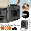 Portable Waist Fan 10000mAh with Power Bank LED Lighting Hanging Neck Fan 5 Speed Strong Airflow Cooling Fan for Outdoor Working.