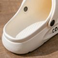 Women's Men's Slippers Summer Anti-Slip Couple Hollow Covered Toe Indoor Outdoor Casual Thick Bottom Sandals for Home Adults.