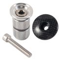 3K Carbon Fiber Headset Top Cap & Compression Plug Kit 1-1/8” Expansion Bolt For Threadless Stem MTB Road Bike Fork. 