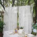1pc YIYI Outdoor Lace Curtains German Style White Flower Sheer Rod Pocket Curtain. 