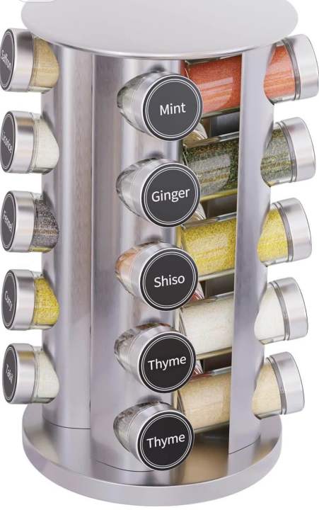 New England Stories Revolving Spice Rack Set with 20 Spice Jars ...